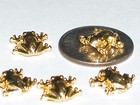 2 Miniature Dollhouse Tiny Golden Little Frogs Lucky Beads Flatback Findings 9mm
