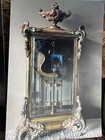Antique Ornate Crystal Clock With Brass And Bronze Detailing Very Uncommon Clock