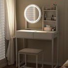 Led Vanity Desk Set W  2 Drawers   Usb Port And Shelves Small Space Makeup Table