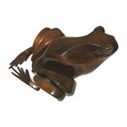 Carved Frog Wooden Sculpture Figure Articulated Brown Folk Art Cabin Lake Htf 