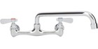 Commercial Wall Mount Kitchen Sink Faucet 8 Inches Centers With 12 Inches Swing