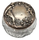 Antique Sterling Silver Art Nouveau   Cut Glass Powder Incredible