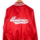 Vintage Anheuser-busch Budweiser Red Satin Snap Jacket Usa Made Size Xl