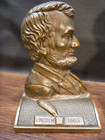 Antique Abraham Lincoln Bookends Set  Statue Sculpture Bust  Bronze