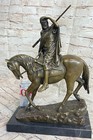 Signed Dark Patina Bronze Arabian Turkish Arabic Warrior Sculpture Statue Figure