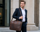 Unbranded Leather Briefcase Laptop Bag Men Brown Business Travel Bag