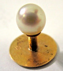 Antique Tiffany   Co 18k Gold Natural White Pearl Lapel Pin Collar Stud