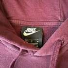 Nike Just Do It Hoodie Mens Medium Burgundy Maroon Fleece Pullover Graphic Logo