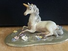 Unicorn Collectible Figurine Iridescent Base Pastel Flowers Marked Hr Fantasy