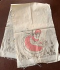 Vtg Tinted Stamped Embroidery Southern Belle Girl Bluebird Table Runner Scarf