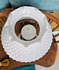  3-way Electrified Hurricane Lamp Hobnail Globe   Milk Glass Shade Rare