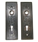 Pair Antique Vintage Victorian Eastlake Ornate Backplates Door Plates Reclaimed