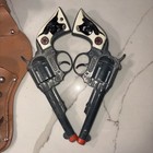 Vintage 1960s Hubley Golden Stallion Trophy Buckle 2 Cap Guns Holster Set
