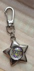Star Key Ring Watch Carabiner Clip Silver Stainless Steel White Dial 18mm