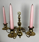 Vintage Solid Brass Candelabra Wall Sconce Small Three Arm Candle Holders 9 x10 