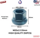 50 Flanged Metric Wheel Nuts M22x1 5 33mm For Unimount Hub Piloted Semi Truck