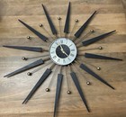 Elgin Vintage Mcm Starburst Sunburst Wall Clock Works 30 5 Statement Piece 