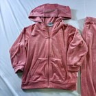 Hello Kitty Sanrio Pink Velour Track Suit Hoodie   Pants Set Kids 5-6yrs