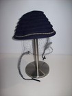 Vintage Womens Dark Navy Blue Wool Cloche Hat  1920s Flapper Style  Merrimac Hat