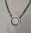 Taxco Mexico 925 Tr-46 Aztec Calendar black Onyx Necklace