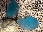 Genuine Surf Tumbled Sea Glass  6 Pieces Of Electric Turquoise Blue