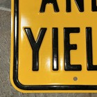 Vintage 1940s Stop And Yield Embossed Steel Street Road Sign Yellow   Black 18   