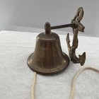 Vintage Antique Anchor Wall Mount Solid Brass Sailor Nautical Ship Bell W Rope