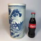 Antique Chinese Porcelain Brush Pot Or Hat Stand Blue And White Hand Painted