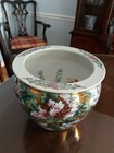 Vintage Chinese Porcelain Fish Bowl Planter Pot Cachepot  8 5  X 7  Hand Painte   