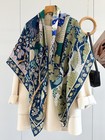 70  Cashmere 30  Silk Wrap Scarf Forest Bird Print Double Face Print Shawl 53  