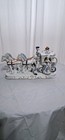 Vintage German Porcelain Carriage Coach Princess Horses Blue  White  And Gold