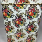 Square Tin Container Fruit Metal Box Hinged Lid England Vintage 6  Retro Cottage