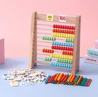 Wooden Abacus For Kids - 100 Counting Sticks And Number Toys Cards 1-100  Educat