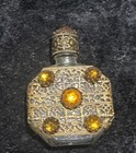 Vintage Czech Mini  Jeweled Filigree Perfume Bottle Beautiful     