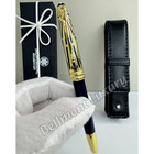 Montblanc Meisterst  ck Blue Gold Fountain Pen Fine Nib W  Leather Case Luxury