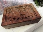 Vintage Carved Elephants Stone Trinket Box Soapstone Marble Hinged Lid 6  Asian