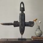 Large Antique Hand Carved African Dogon Lock On Stand brutalist folk Art