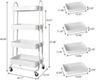4-tier Metal Mesh Utility Rolling Cart  Storage Organizer Trolley Services Cart 