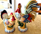 Beautiful Fitz And Floyd Set Rooster And Hen Candlestick Holder Figures  Exc 