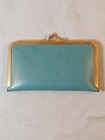 Vintage Mini Leather Travel Size Sewing Kit Teal With Kiss Lock