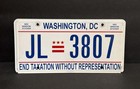 Washington Dc License Plate               U s a   Jl 3807     District Of Columbia