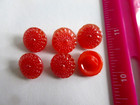 6 Outstanding  Czech Vintage Small  Glass Buttons    Red