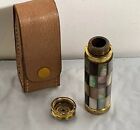 Vintage And Rare Marcel Franck Abalone   Brass Compact Perfume Bottle With Case