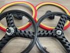 20  Bicycle Mag Wheels Set 3 Spoke Black Bmx Bike With 20x1 75 Tires Red Gum