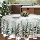 Korvita Tablecloth Kj56gh 60  Round Gray Green Christmas Tree Polyester New