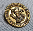 Large Vintage Antique Metal Picture Button Mythology Thor