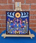 Rare Huichol Art Fine Yarn Painting Mexican Folk Art - Tupina Hummingbirds Delia