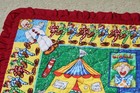Vtg Quilted Circus Clowns Crib Blanket With Ruffle Edge 43  X 35 