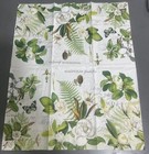 Two Single Guest Napkins For Decoupage Botanical Magnolia Script Floral Green
