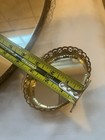 2 Vintage Ornate Gold Tone Metal Filigree Mirror Vanity Dresser Trays  Set